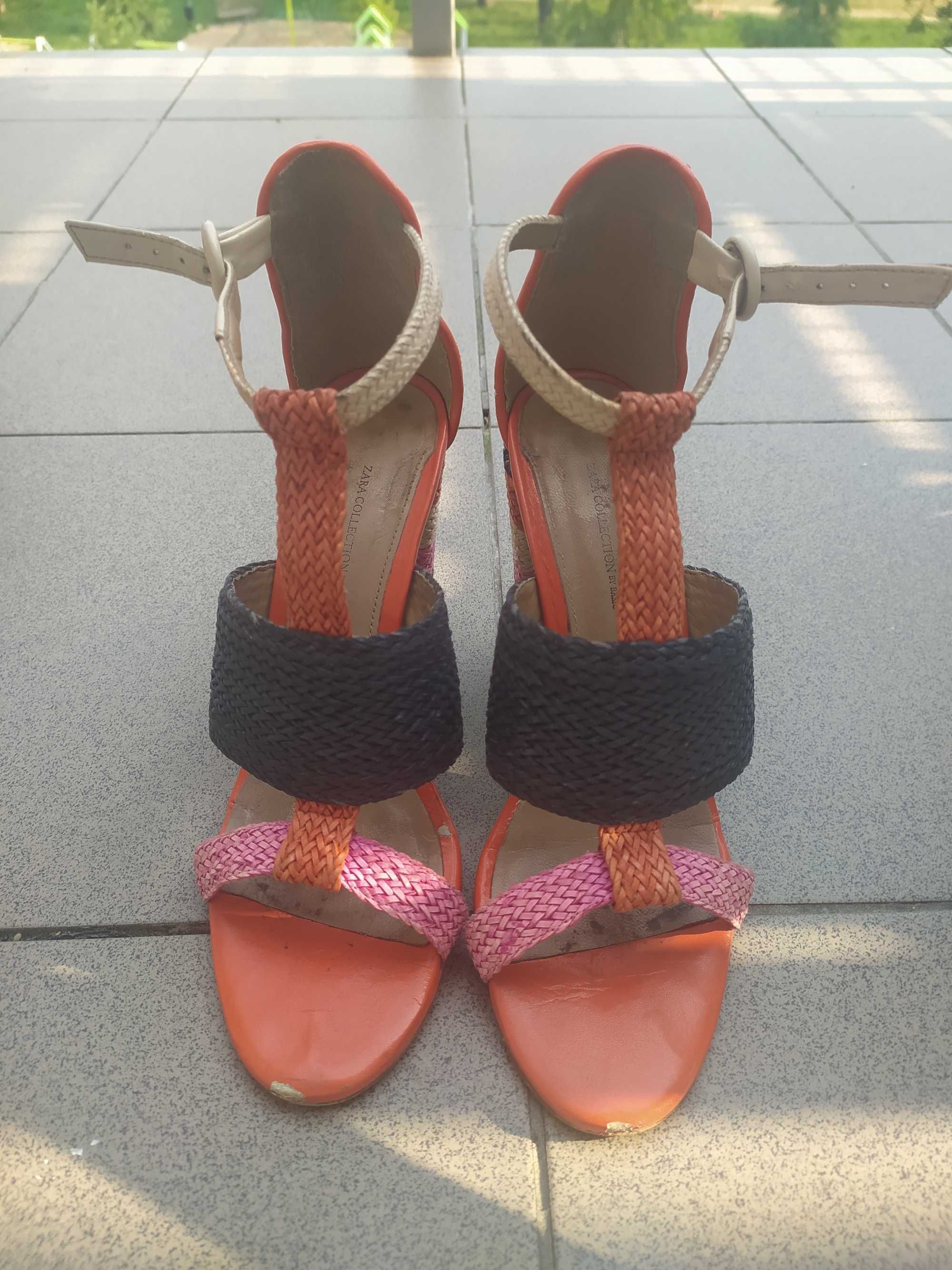 Sandały szpilki Zara z juty