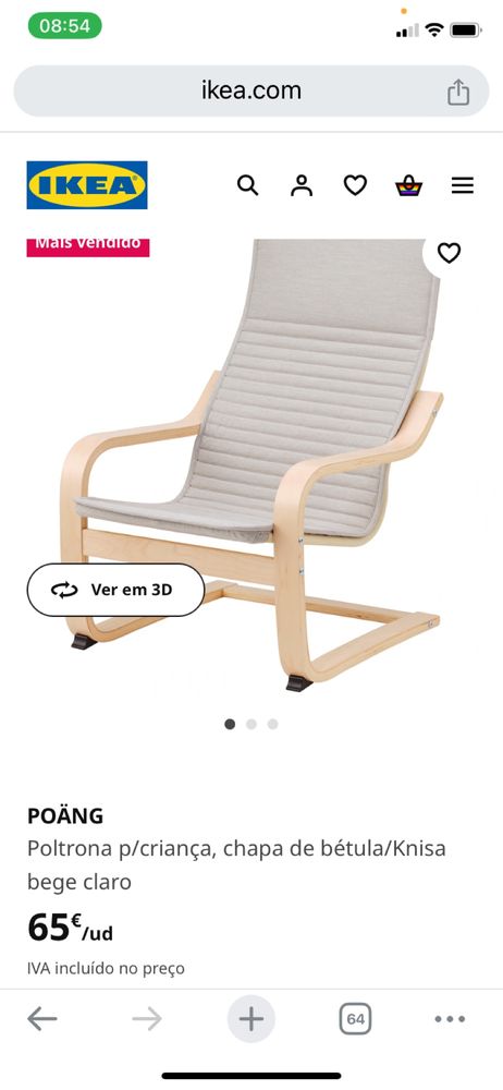 2 Cadeiras Poäng Criança IKEA