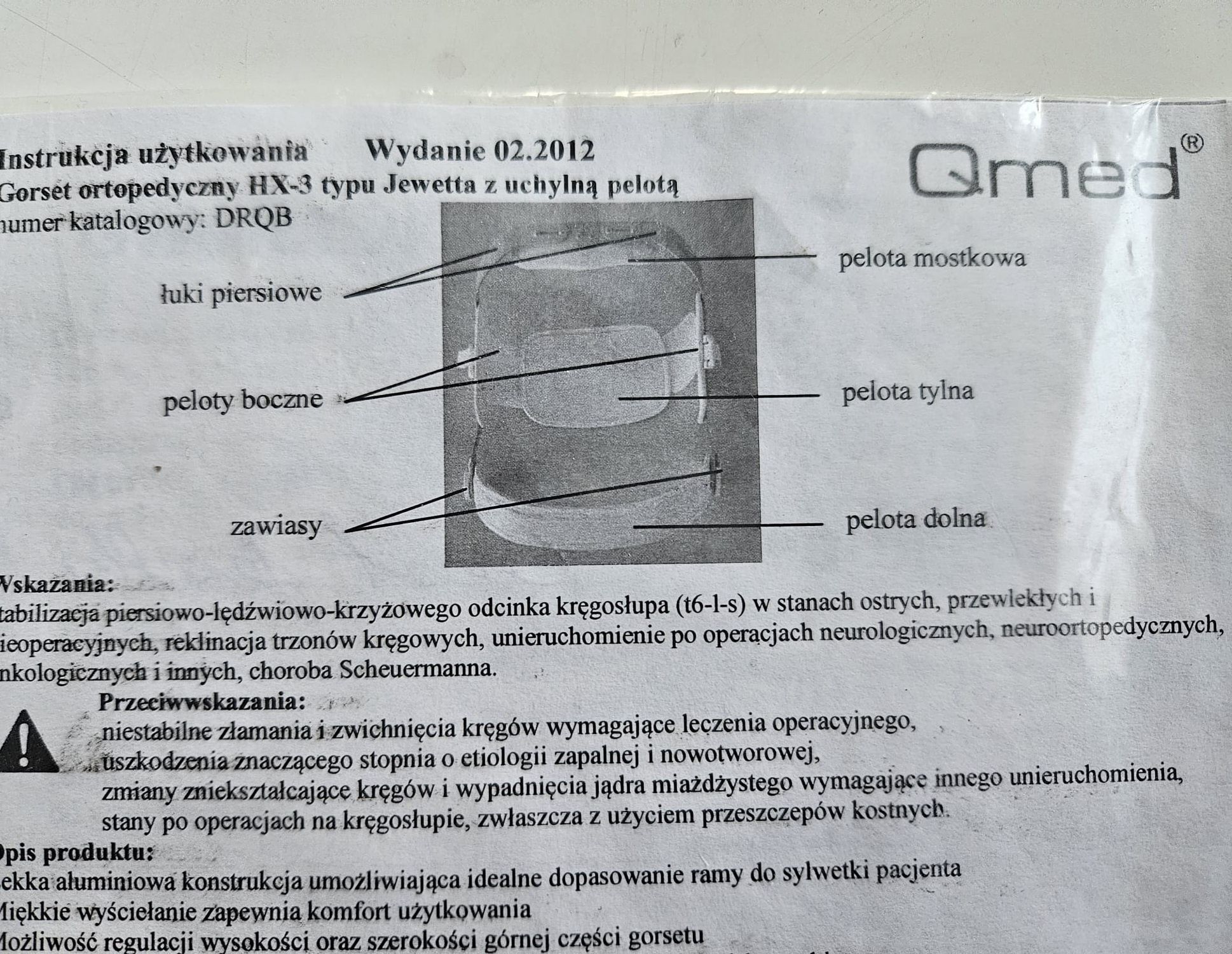 Gorset ortopedyczny HX-3 uzywany 2 razy