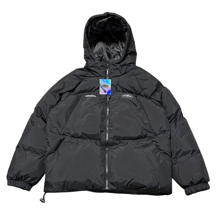 Унісекс зимова куртка Corteiz ELITEWORK чорна пуховик