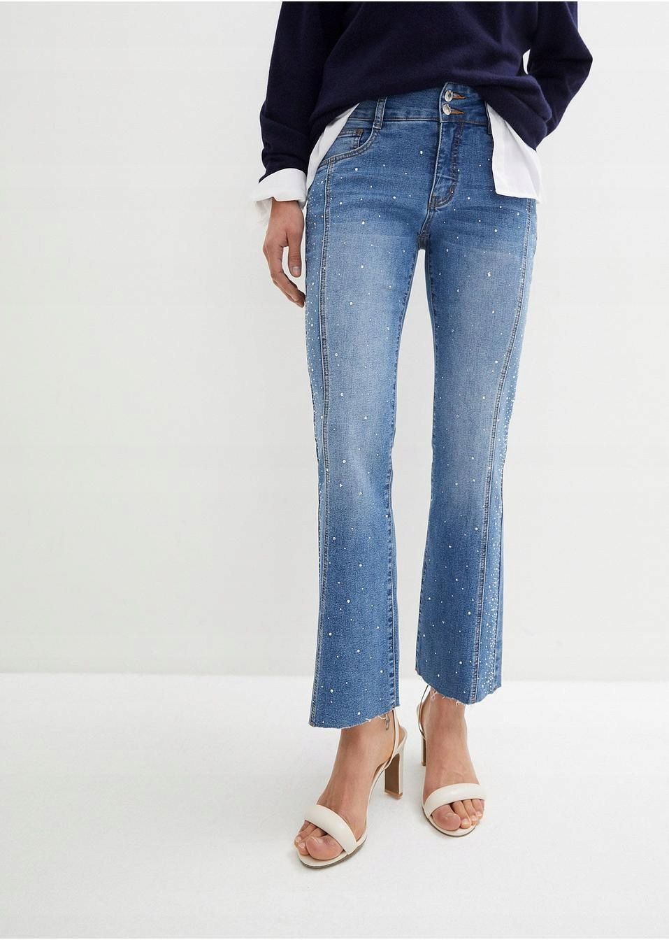 B.P.C jeansy bootcut 7/8 z połyskującymi zdobieniami ^46