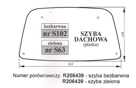 John Deere - szyba dachowa S 102