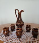 Zestaw kamionkowy PRL,nalewka,dzbanuszek,czarki,porcelit,dla kolekcjon
