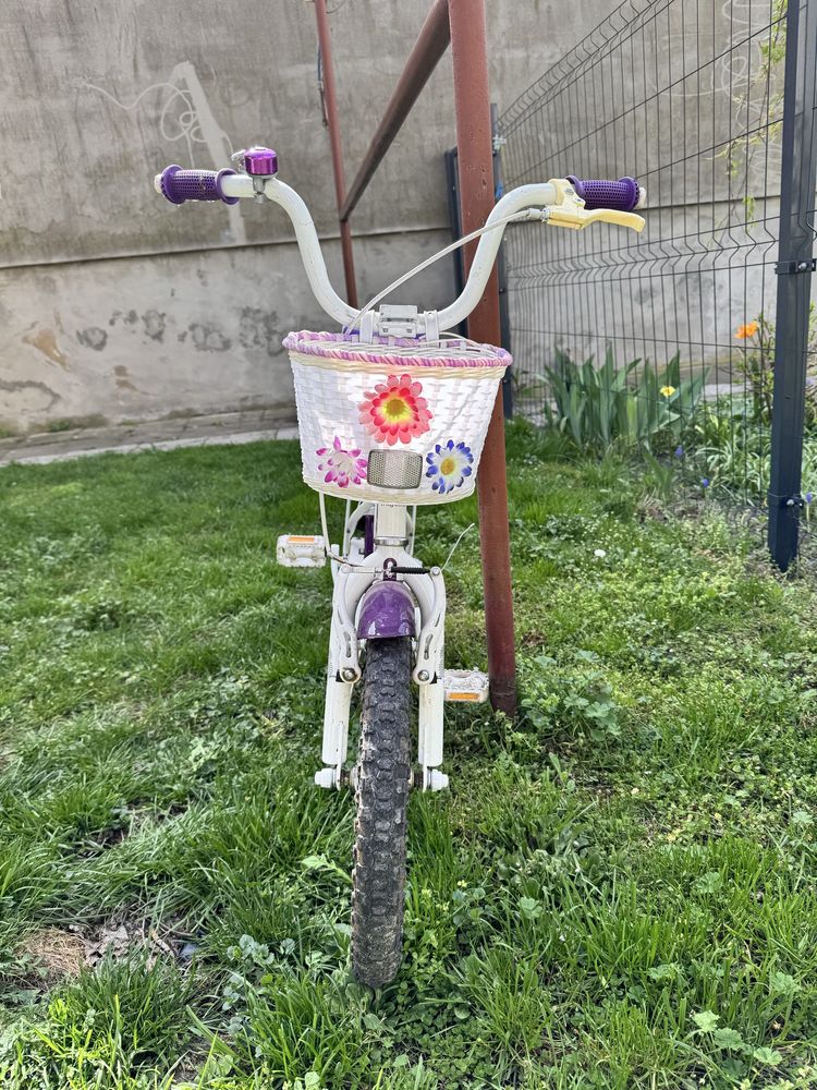 Rower dzieciecy dla dziewczynki z koszyczkiem rozmiar 16”