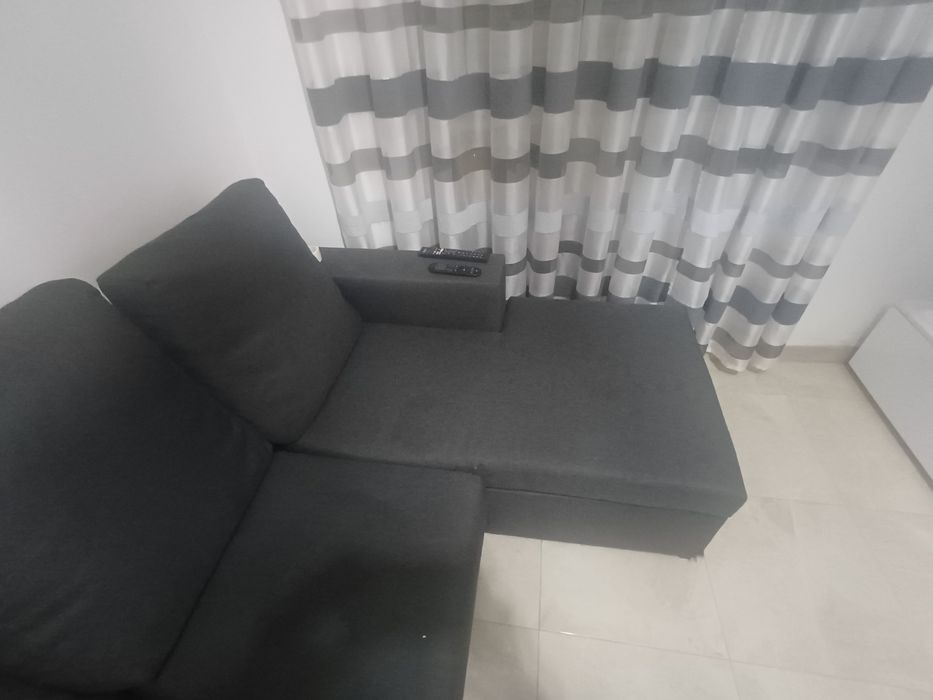 Sofa chaise longue preto 190x150