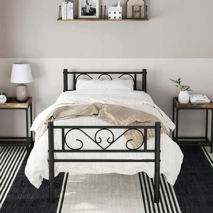 Łóżko metalowe sypialniane czarne 90x190 cm do sypialni 24h