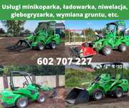 minikoparka, koparko ładowarka, glebogryzarka, niwelacja terenu