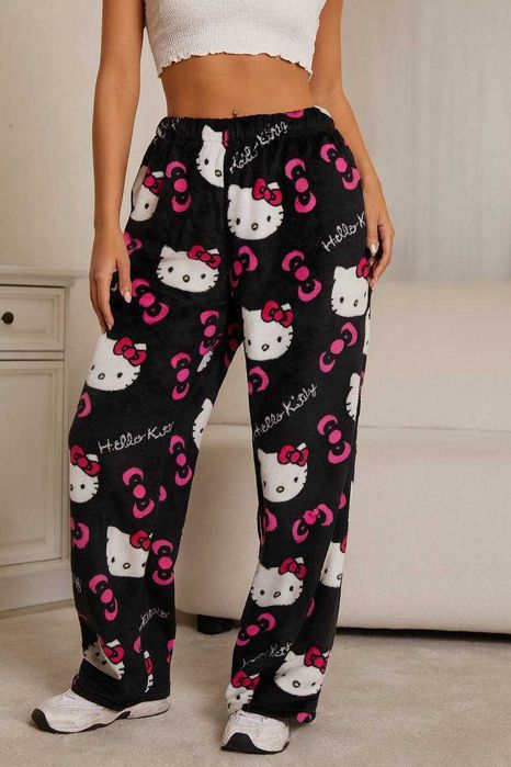 Штани hello kitty плюшеві штани штаны хелоу китти брюки пижама плюшева