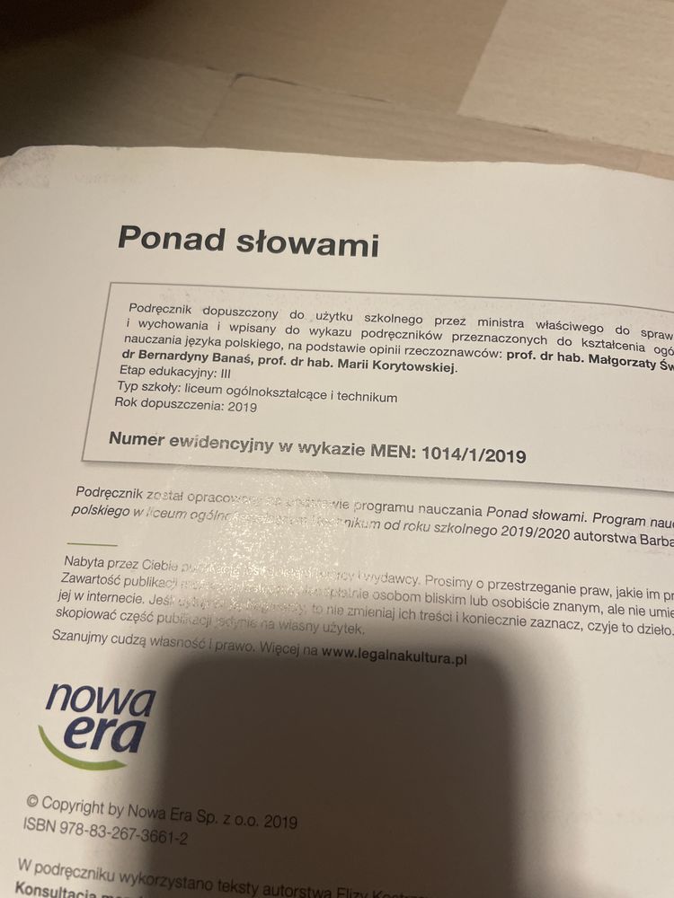 Ponad slowami Nowa Era kl. 1 czesc 1  i  2
