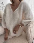 Sweter kremowy moherowy kid mohair premium