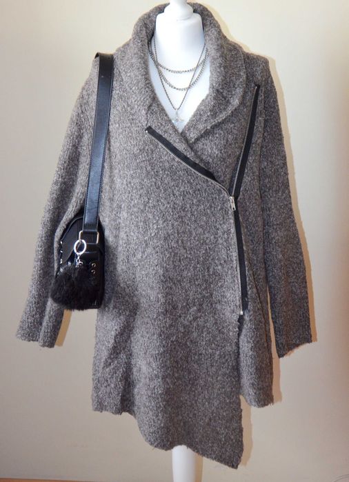 Kardigan wdzianko na zamek z kapturem retro vintage oversize