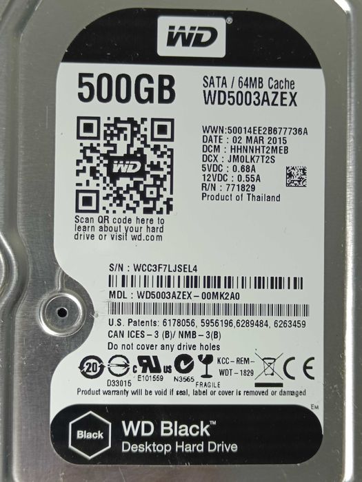 Хард Диск HDD Hard Disk Western Digital BLACK 500GB 7200rpm WD5003AZEX