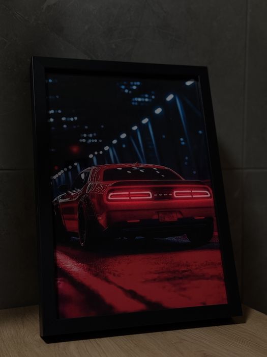 Plakat LED Dodge – Idealny do Garażu, Pokoju lub Warsztatu!