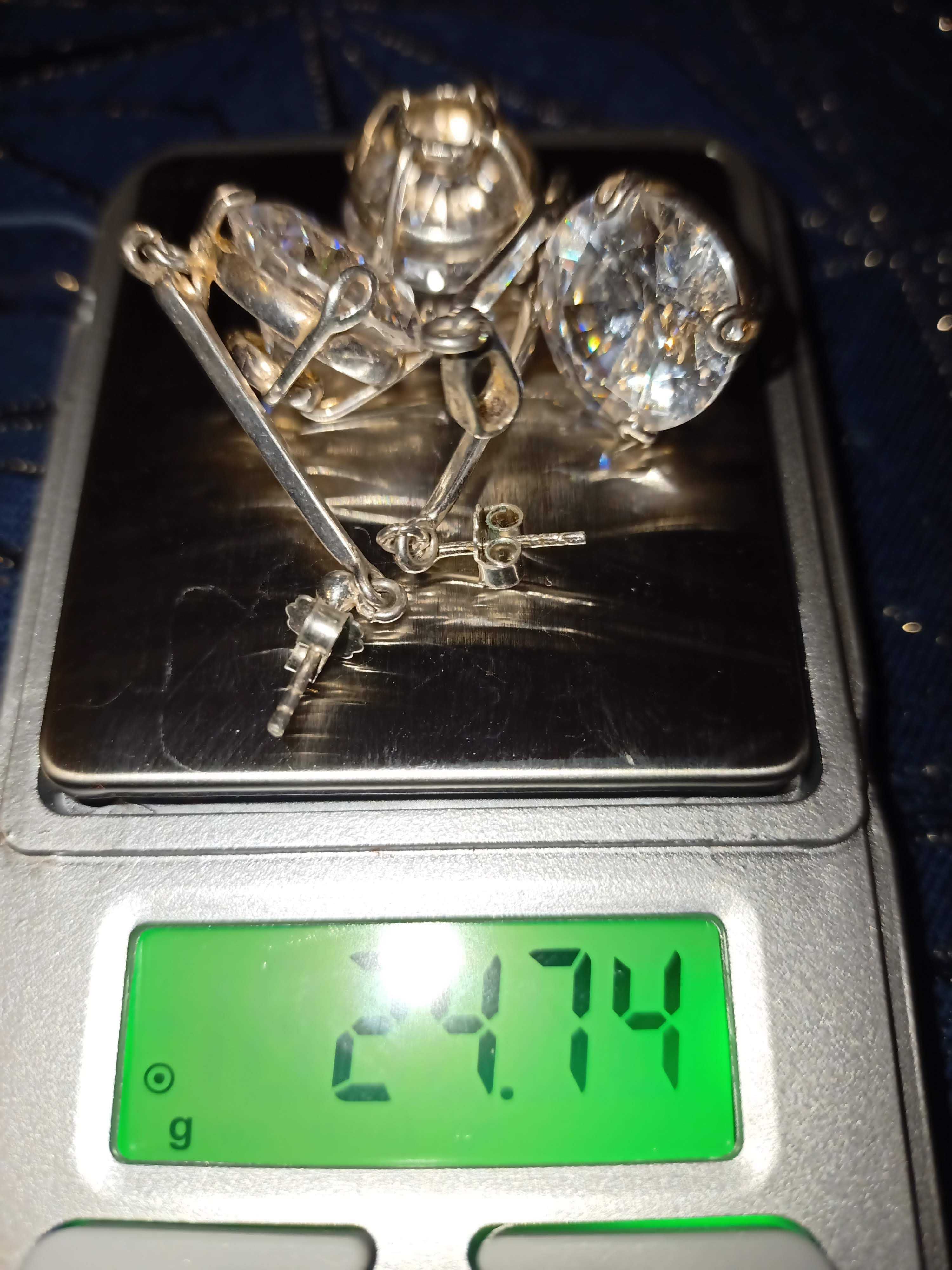 Kolczyki i wisiorek srebrny 24,74 gram pr. 0,925 !