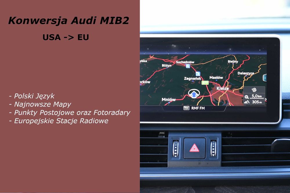 Konwersja USA -> EU | Polskie menu | Audi A4, A5, A6, A7 A8, Q5, Q7
