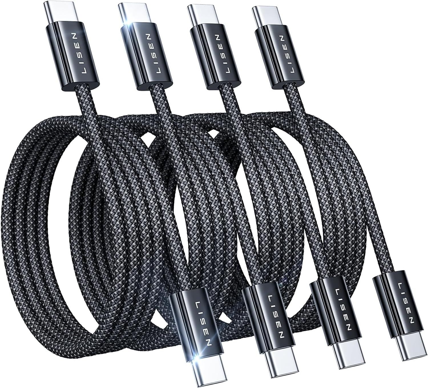 Kabel LISEN 60 W USB C, 4 sztuki 0.5 M, 2x 1M 2 M
