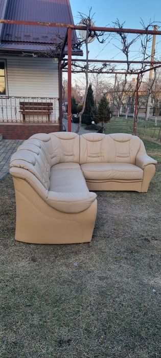 Шкіряний-Кожаний-Розкладний куток-Диван