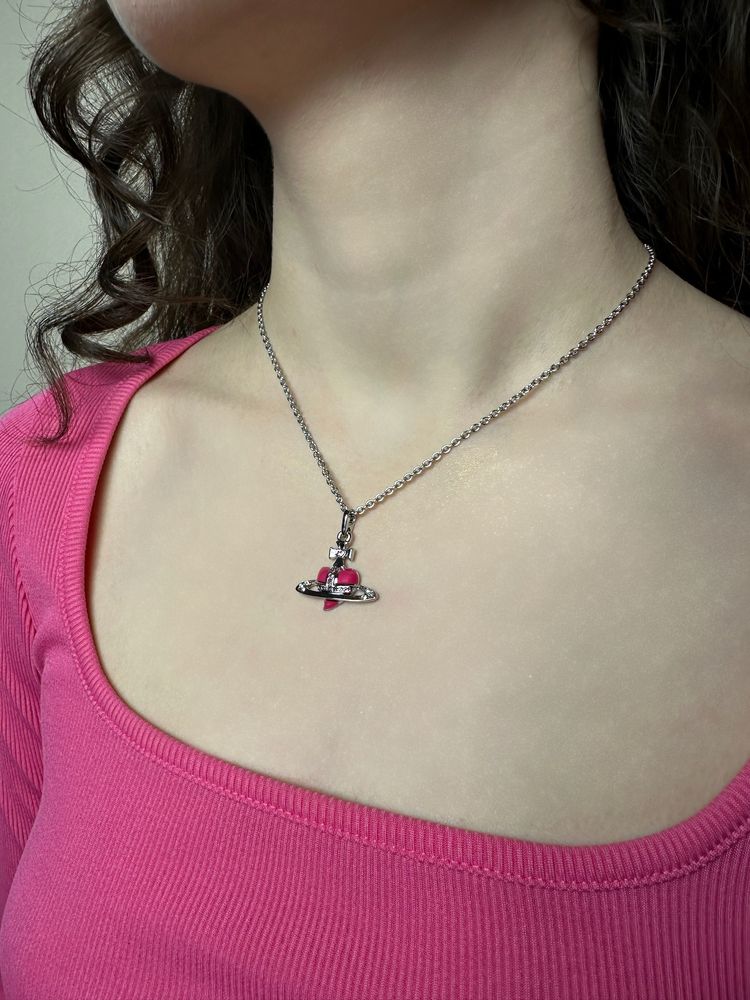 Vivienne Westwood Mini Pink Heart Necklace подвеска кулон