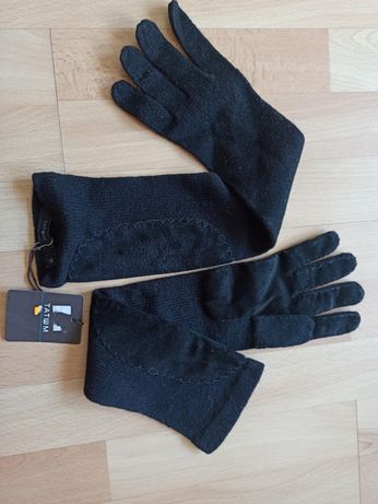 Rękawiczki damskie długie czarne Tatuum M wełna