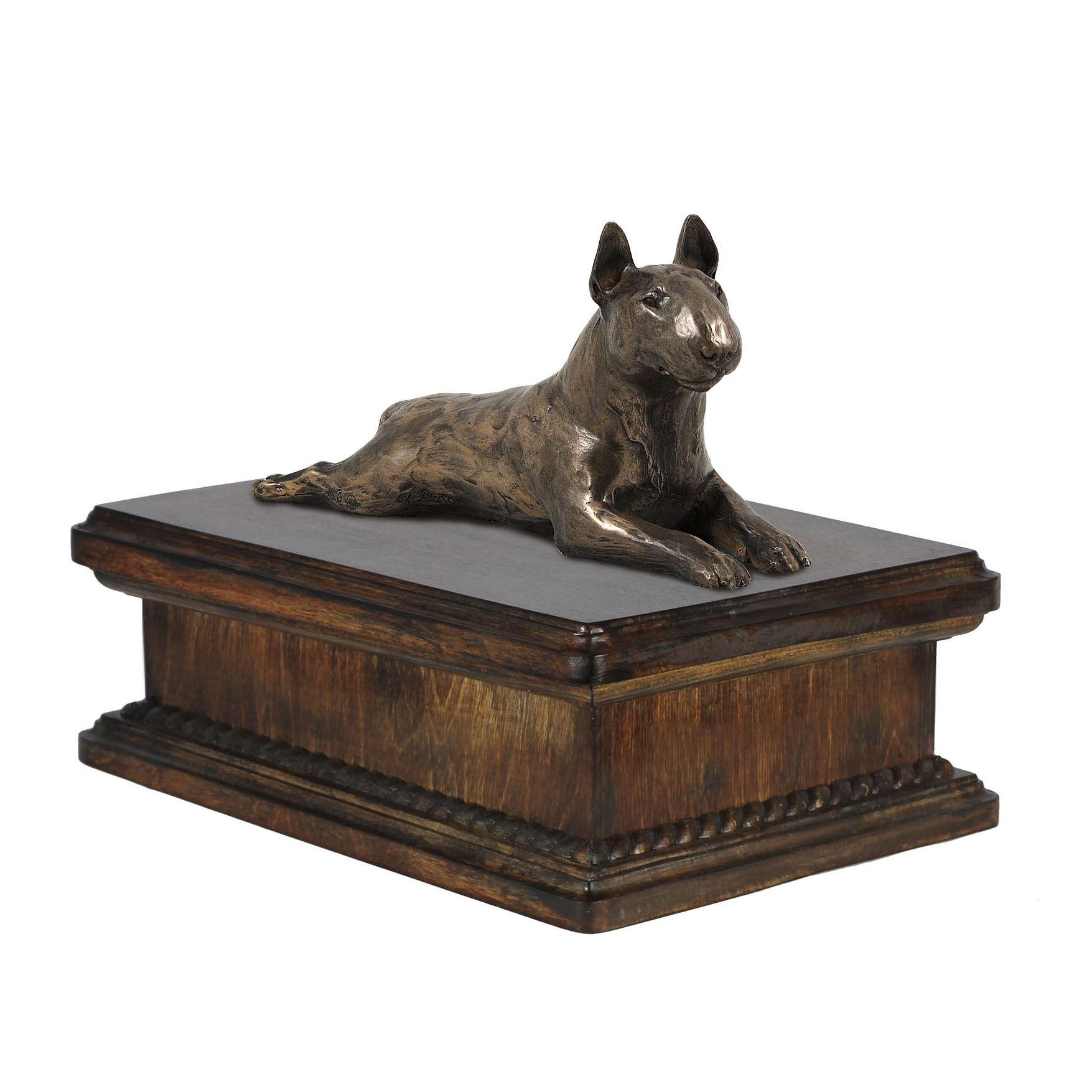 Bulterier drewniana niska urna Art-Dog
