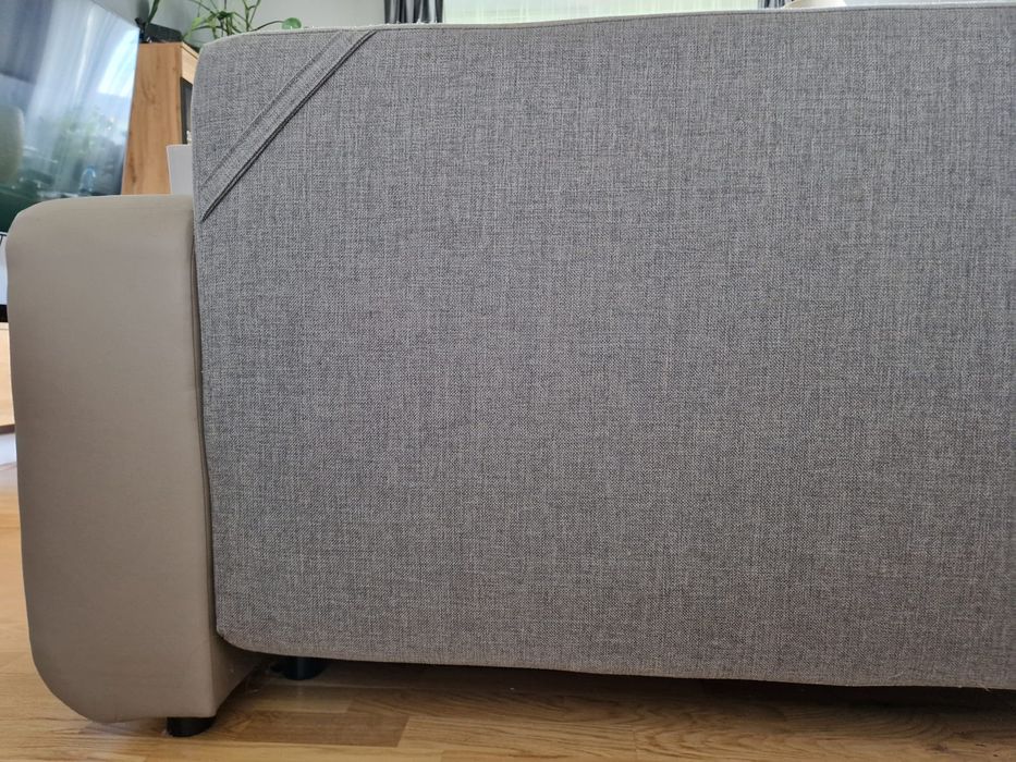 Narożnik rozkładany jasny BEZOWY-SZARY wygodny w bardzo dobrym STANIE