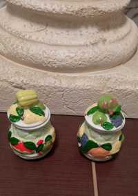Pojemniczki ceramiczne z pokrywką, wzór owoce, Nowe