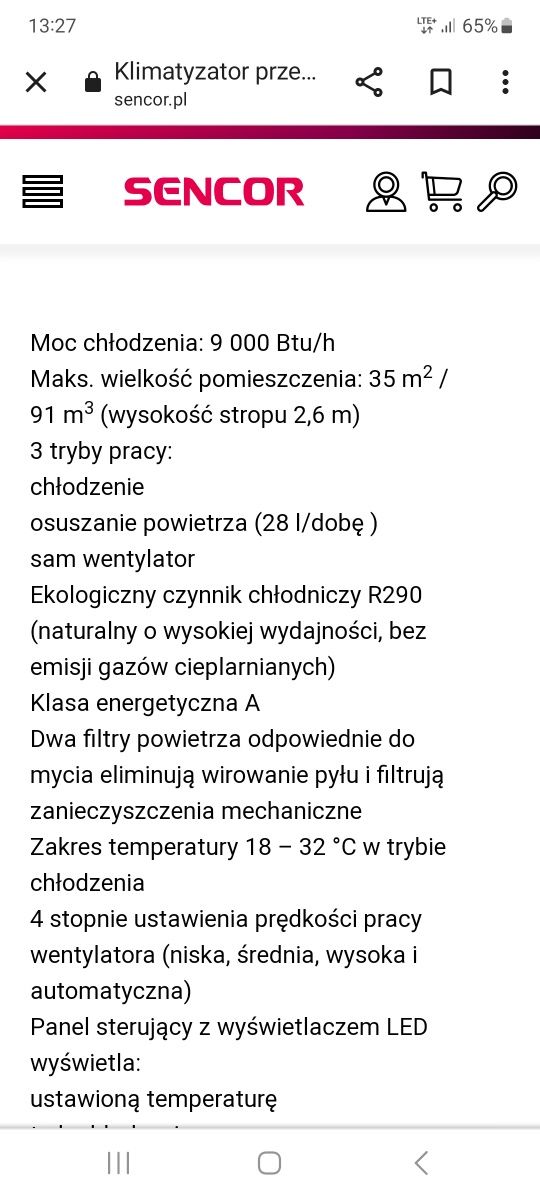 Klimatyzator przenośny SENCOR SAC MT9020C