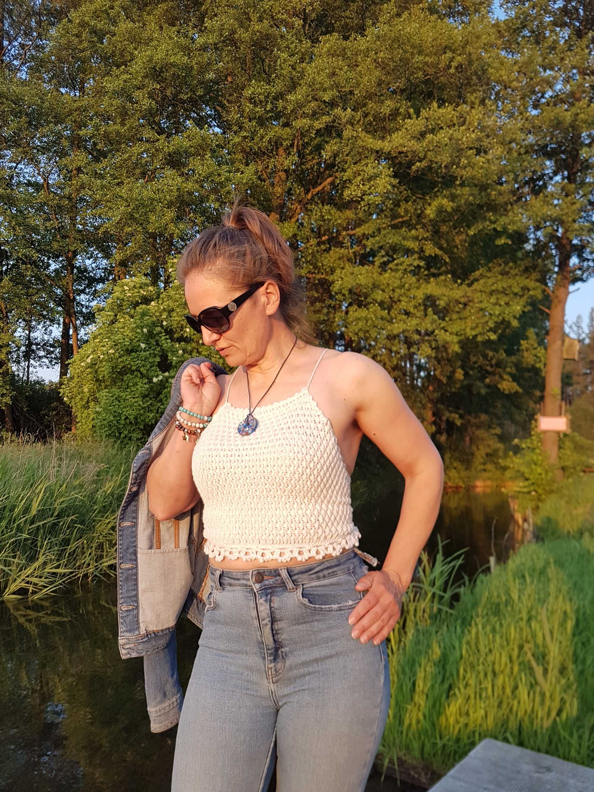 Top letni halter handmade szydełko