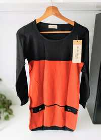 Długi sweter/tunika pomarańczowy, nowy z metką rozmiar S/36