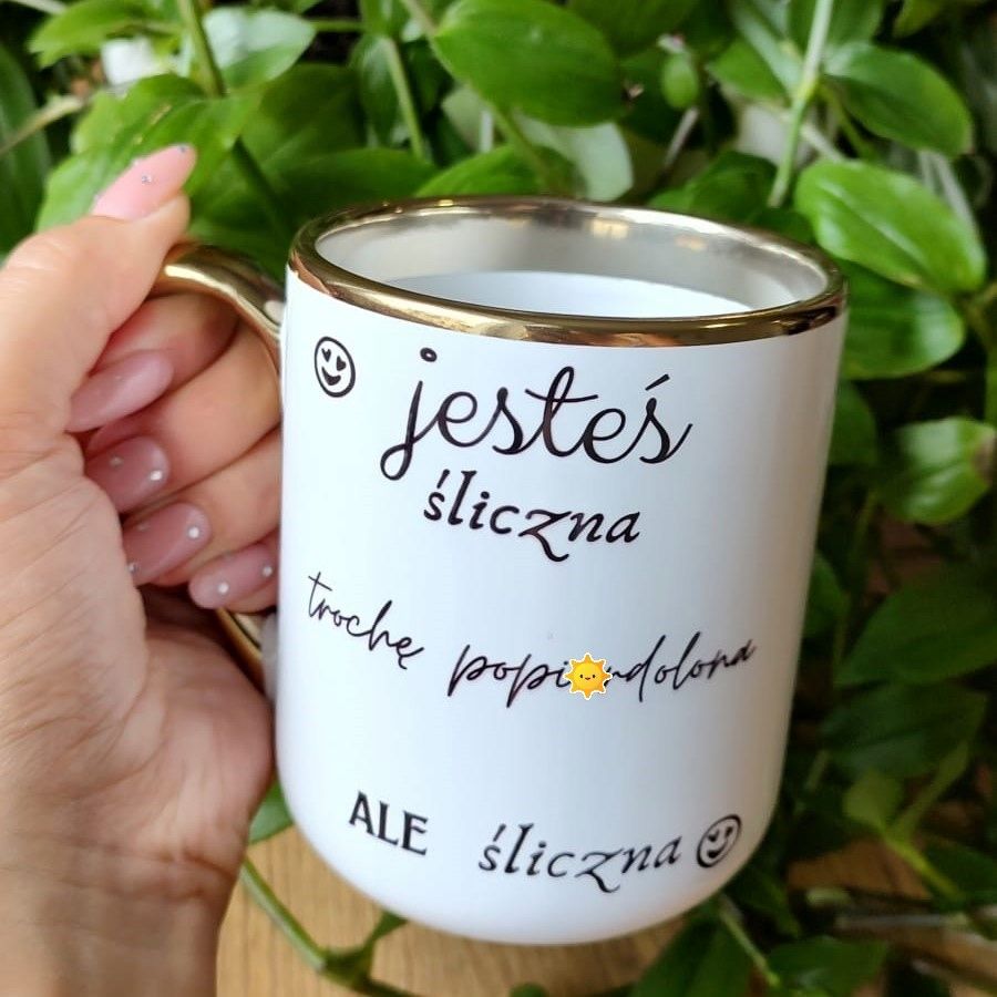 Nasamipl Kubek Elegant różowy Jesteś śliczna trochę 330ml