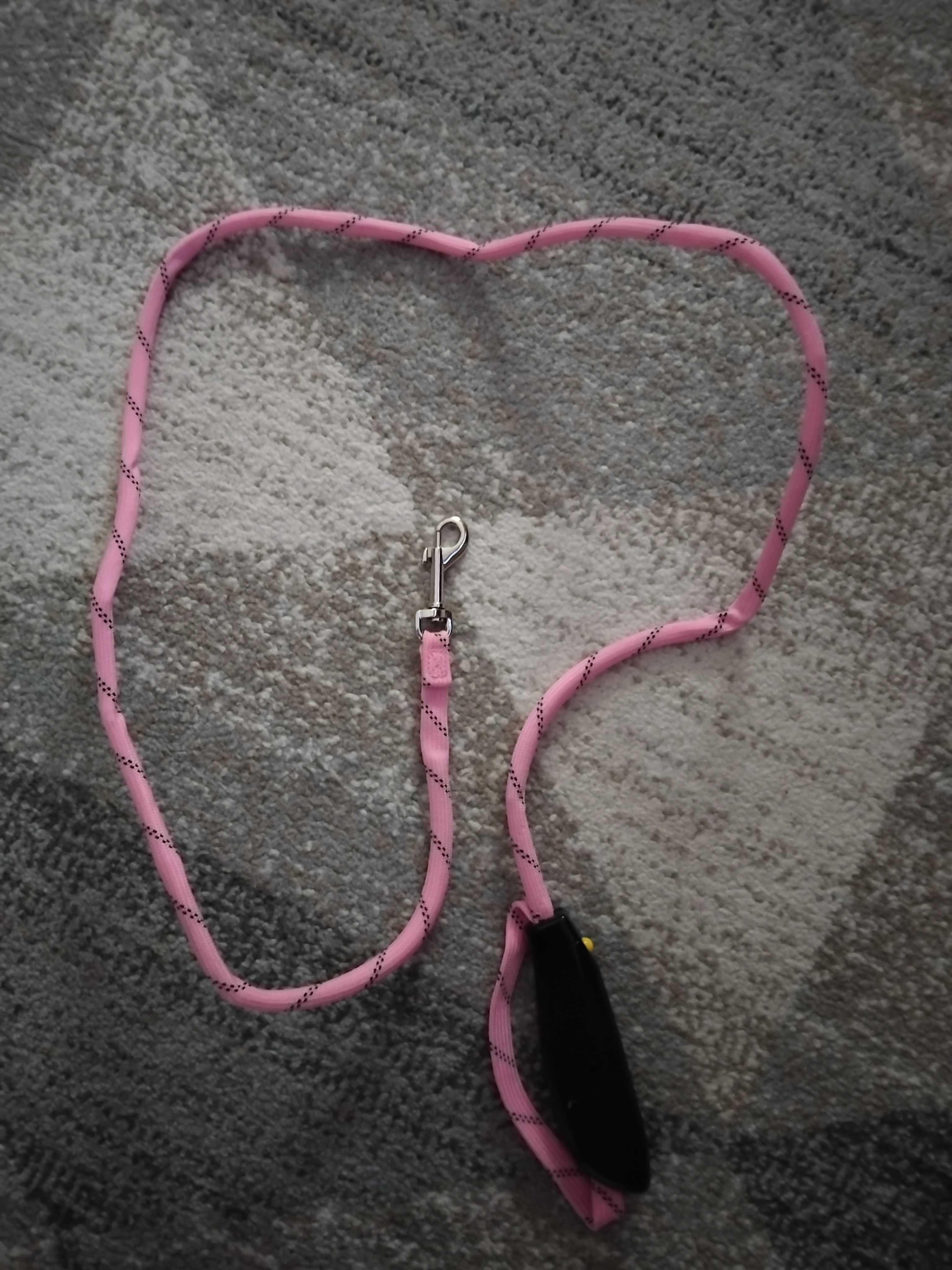 Trela cão rosa com luzes