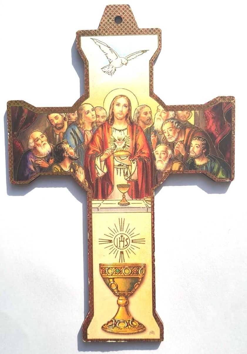 Krzyżyk złocony Ostatnia Wieczerza Jezus Chrystus Miłosierny