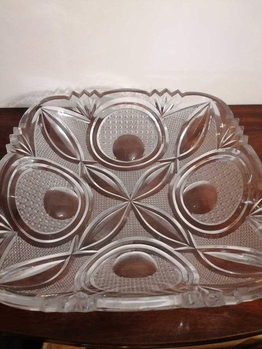 Taça de cristal maciço lapidado – anos 60/70 – 32 cm, 3 kg – vintage