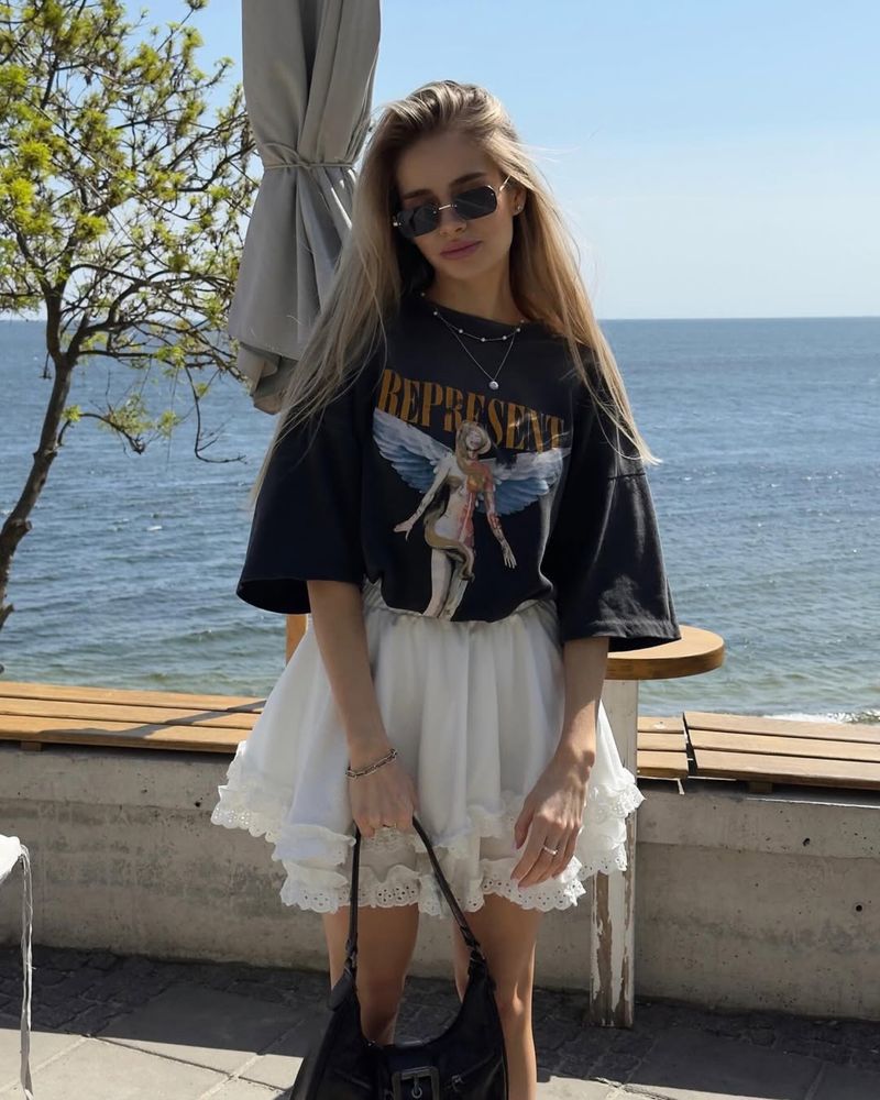 Шовкова біла молочна бавовняна спідниця бежева ажурна з рюшами lovi