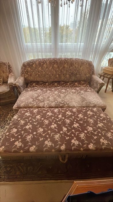 Kanapa rozkładana plus fotel vintage