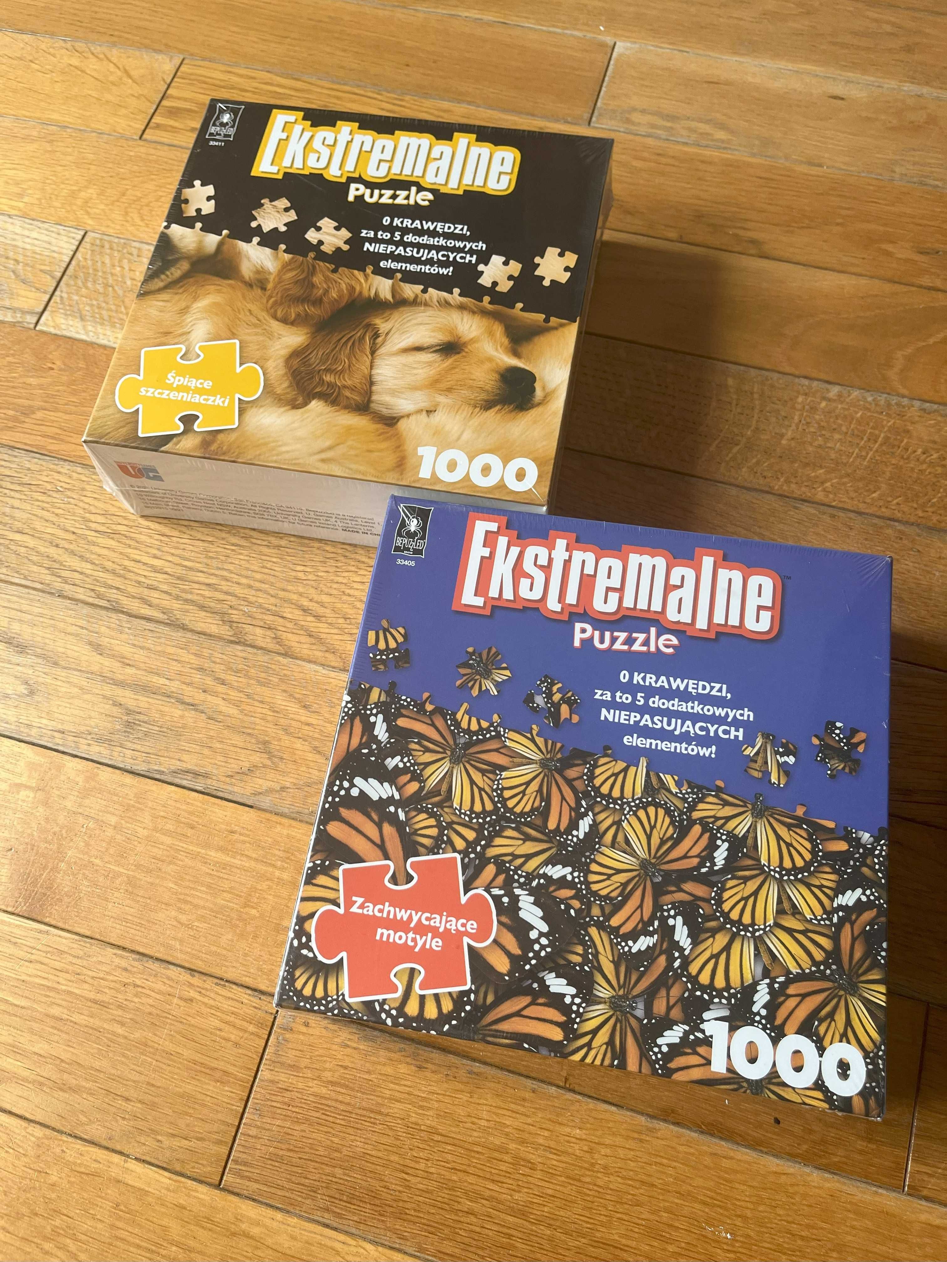 puzzle Ekstremalne Ambassador 1000 elementów x2; szczeniaki i motyle