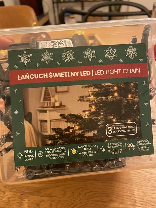 Łańcuch świetlny led nowy do wewnątrz i na zewnątrz długi