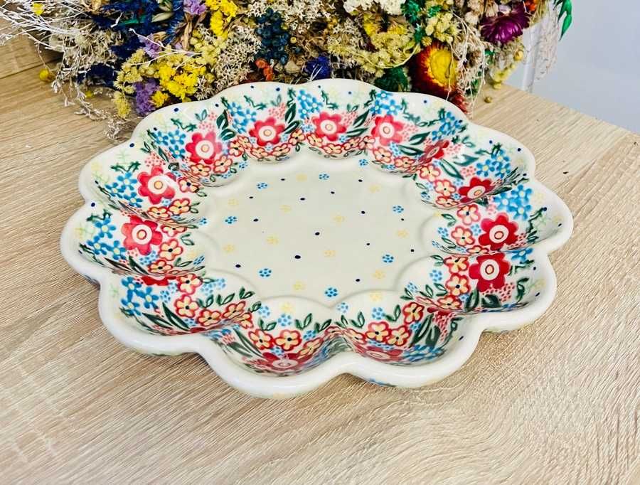Ceramika Bolesławiec. Talerz Półmisek na jajka 23 cm Unikat (990)