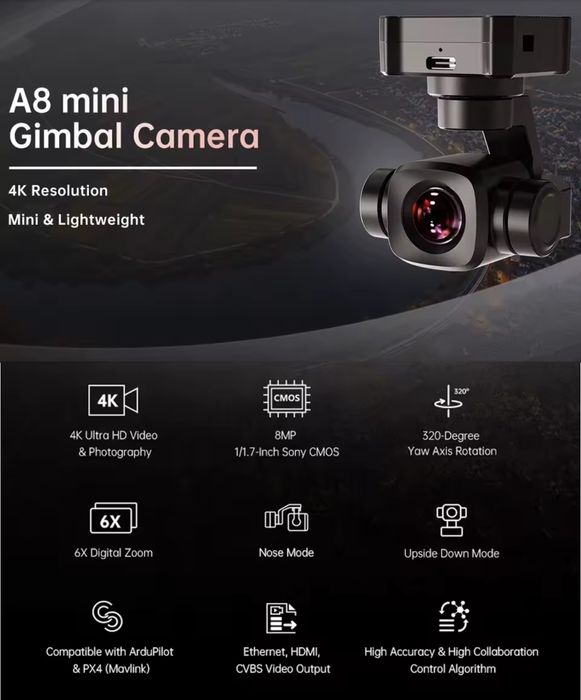 Камера з гімблом SIYI A8 mini 4K 8MP Ultra HD 6X Digital Zoom