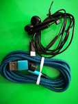 Kabel do ładowania (dł.ok.180cm) typ C + słuchawki przewodowe