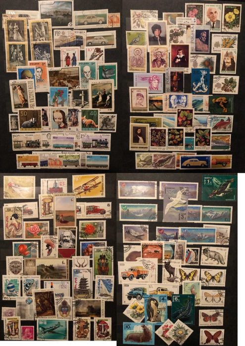 Klaser ze znaczkami (ponad 500 sztuk) z epoki PRL