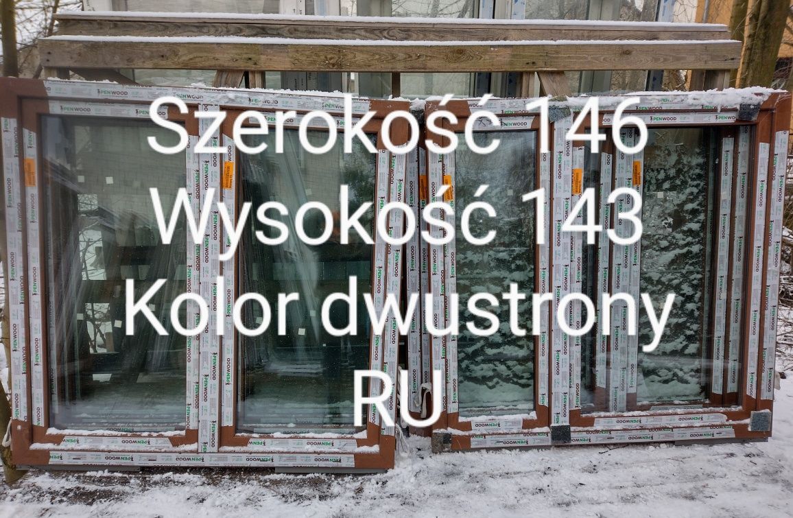 Okno 146x143 kolor dwustronny złoty dąb RU  50%