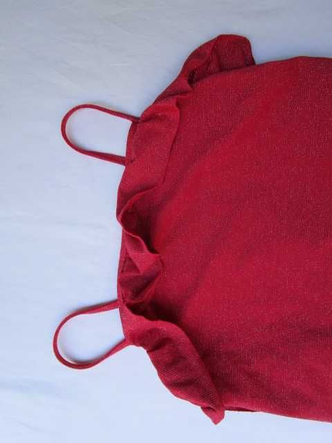 Fato de Banho Brilhante com folho, cor vermelho, Massimo Dutti