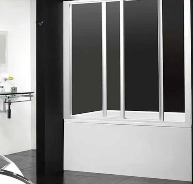 frontal vidro de banheira branco   
 124-128cm  altura 140cm