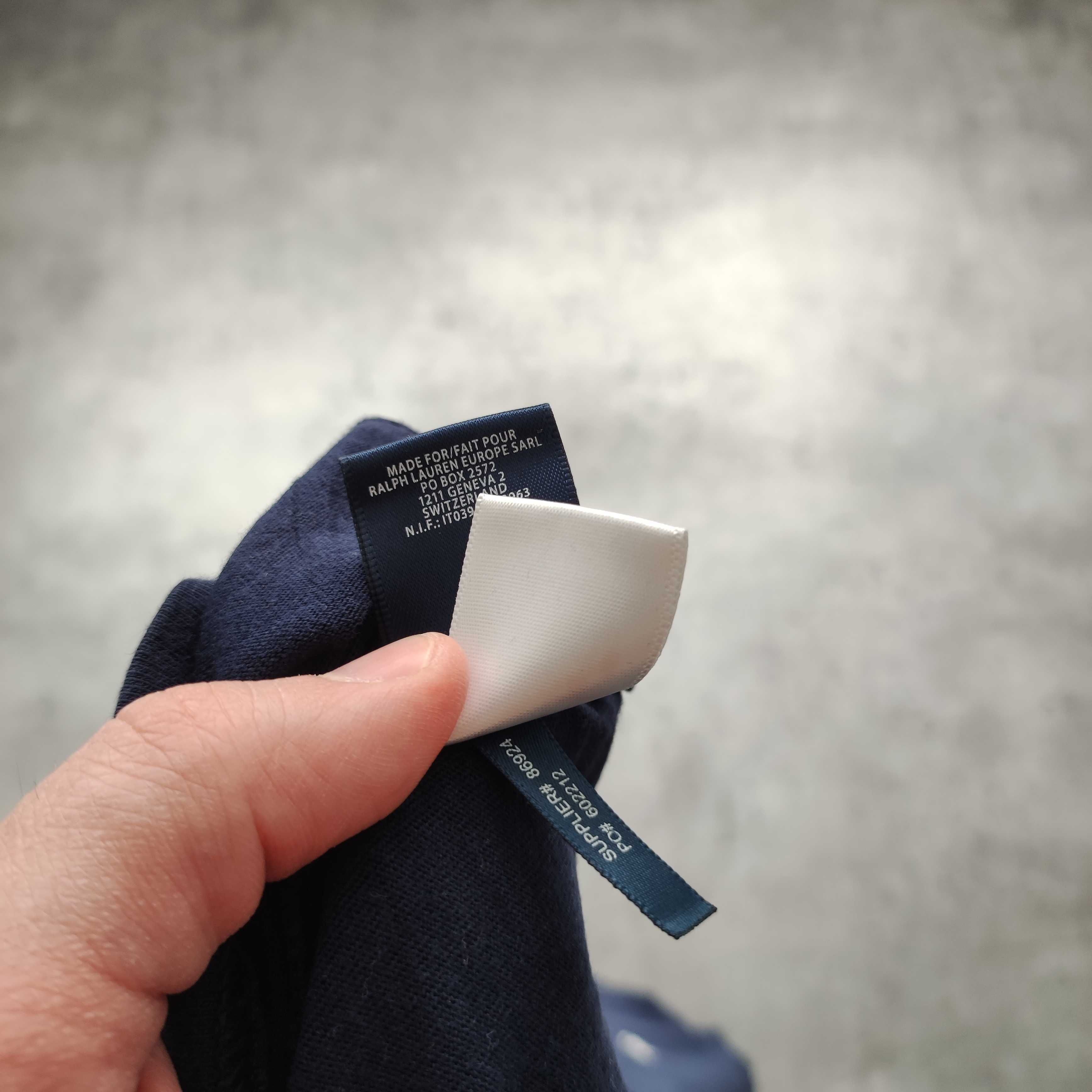 MĘSKA Koszulka Bawełna Długi Rękaw Granatowa Konik Polo Ralph Lauren