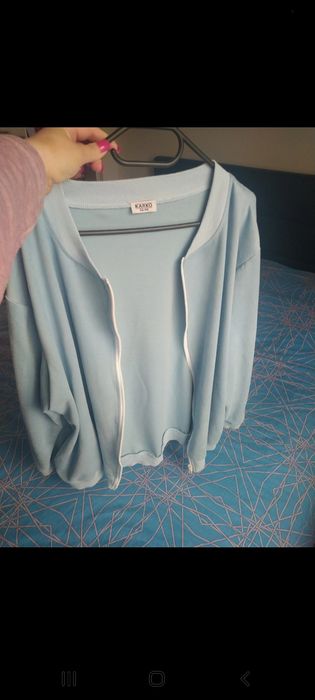Bluza bomberka plus size 48-52 niebieska baby blue zamek karko