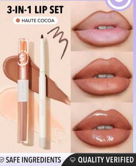 SHEGLAM Zestaw do makijażu ust pomadka + konturówka + olejek