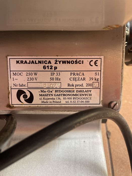 Krajalnica 612 p do żywności