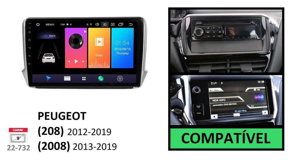 (NOVO) Rádio 2DIN 10.1" • Peugeot 208 / 2008 • Android [4+32GB]
