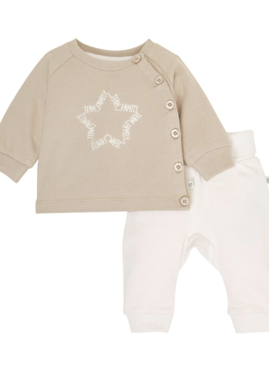 Elegancki Sweter kaftanik + spodnie Minibaby beż 56 0-2 miesiące